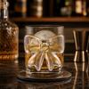 Bow Glass Cup, Breakfast Milk Coffee Mug, 300ml Whiskey Tumbler for Juice, Heat Resistant Tea Cup, Home Bar Decor Gift for Women