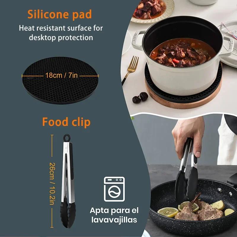 6pcs 9pcs AirFryer Accessories Set 8inch Fit for 5.5L Airfryer Baking Basket Pizza Plate Grill Pot Kitchen Cook Tool For Home