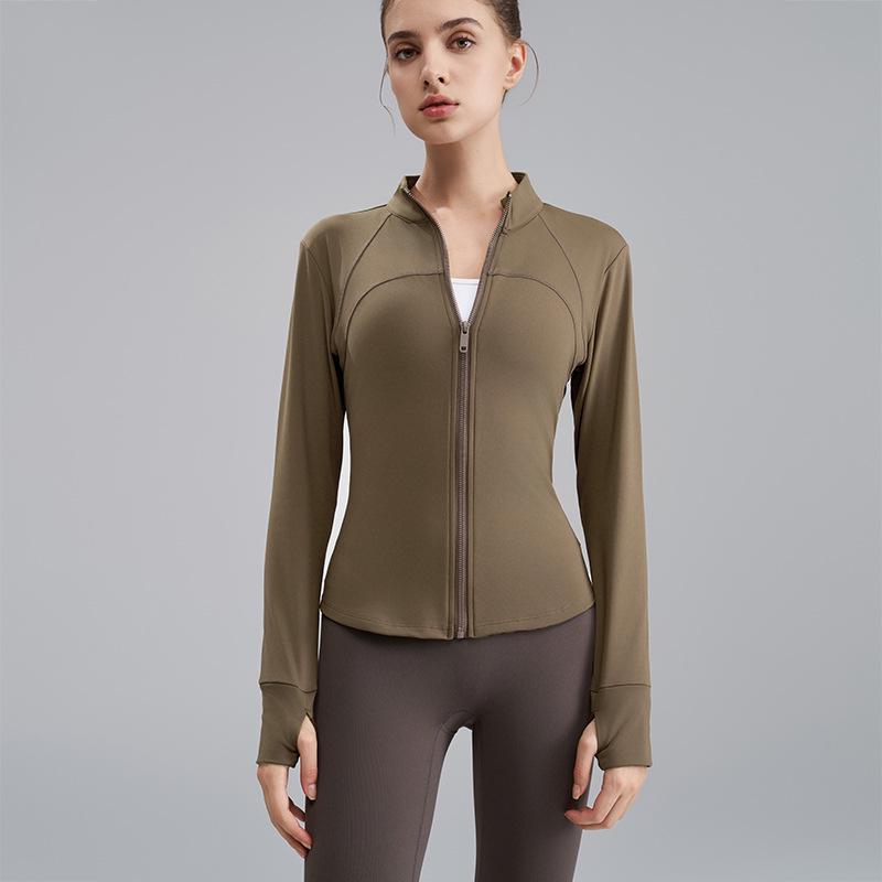 Damen Schlankmachende Fleece-Yoga-Jacke - Stehkragen, Verdickt für Herbst/Winter