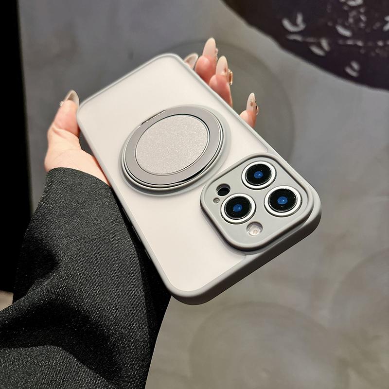 360° Roterende Metalen Beugel Voor Magsafe Magnetisch Draadloos Opladen Bumper Telefoonhoesje Voor iPhone 16 Pro Max 14 11 12 13 15 Pro Max