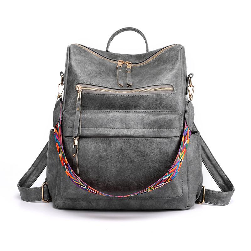 Schoolbagbag Retro Backpack Female Korean Version New Trendy Soft Leather Large Capacity Dual-purpose Women's Backpack Student Schoolbag