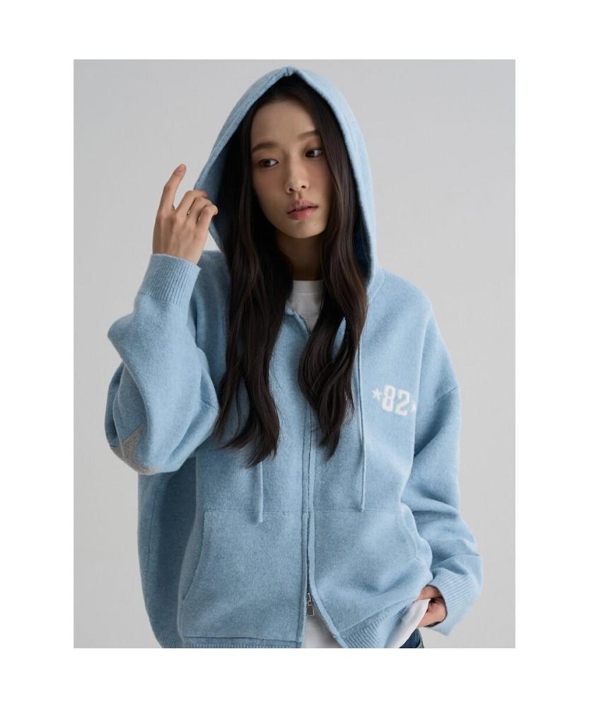 8Seconds Embroidered Point Hooded Cardigan Sky Blue