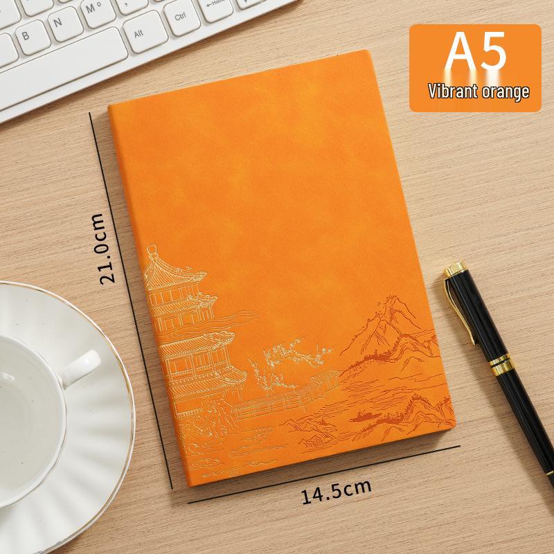 A5 Suede Leather Business Notebook, Custom Chinese-Style Diary with Logo Printing Options