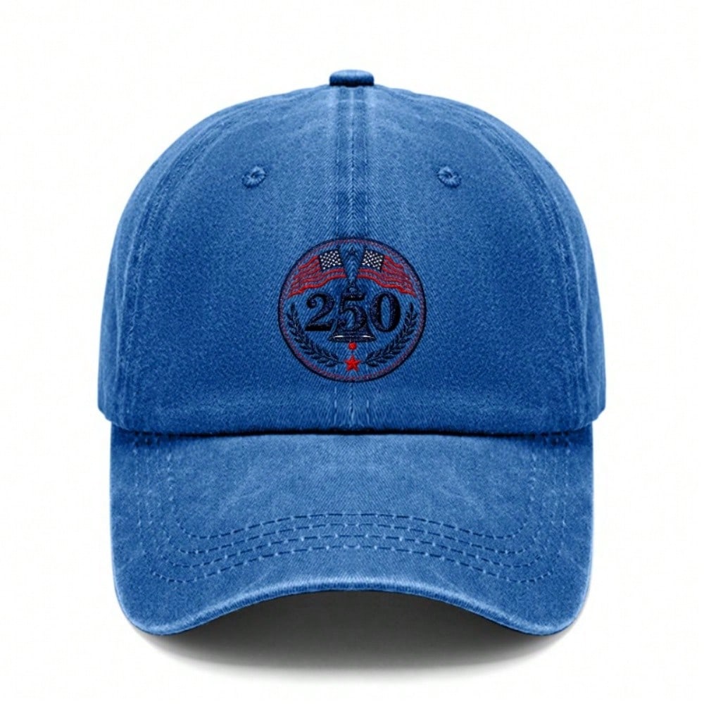 [250Th Anniversary Baseball Cap] Unisex Adult Adjustable Vintage Washed Print Polyester Sun Protection Lightweight Breathable Casual Outdoor Sports