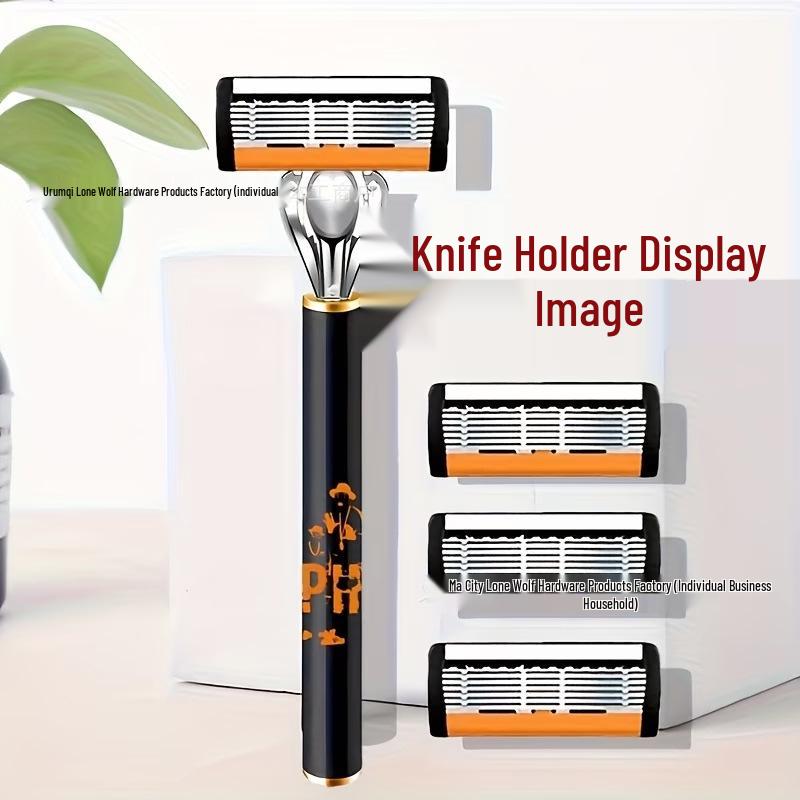 Manual Six-Layer Blade Razor for Men - Vintage Beard Shaver Holder