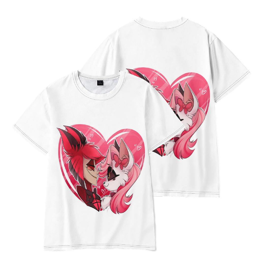 Hazbin Hotel Anime Women Men's T-shirts Graphic Shirt Cartoon Printed O-Neck Oversized Short Sleeves Fashion Mens Clothing Streetwear