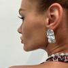 Exaggerated Sense of Metal Concave Convex Liquid Earrings Personalised Trend Pleated Irregular Large Earrings Fashionable Commuter Women's Earrings