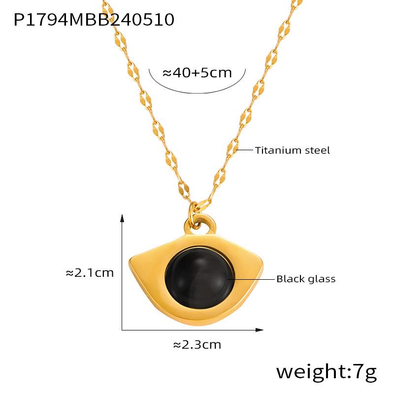 Retro Tiger Eye Fish Mouth Titanium Steel Necklace for Women - Fashionable Light Luxury Design