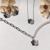 Swan Necklace: Black & White Swarovski Crystal Clavicle Chain