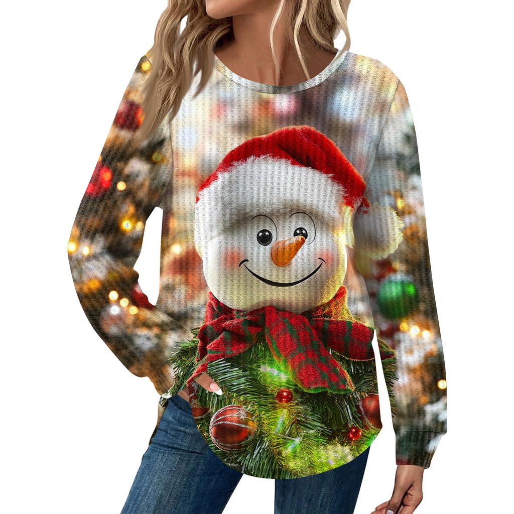 Dámská móda Dlouhý rukáv Vánoční Volný Dlouhý rukáv Kulatý výstřih Ležérní Top