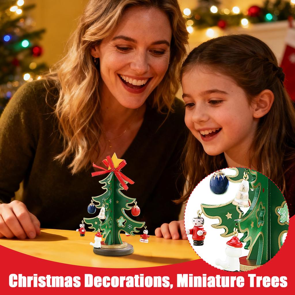 Weihnachtsdekorationen, Miniaturbäume, DIY 3D Szenenarrangement, Tischschmuck