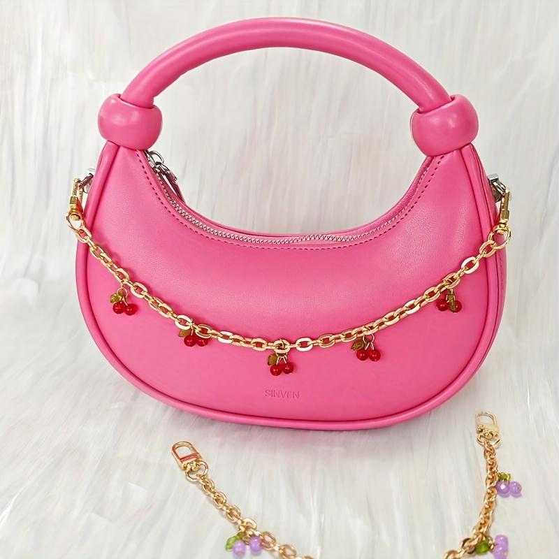 Yogodlns DIY Zinc Alloy Bag Hanging Chain with Cherry Pendant Detachable Shoulder Bag Carrying Chain Handbag Extension Chain for Woman