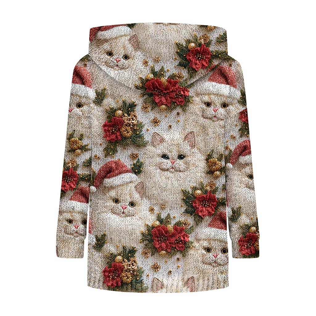 Christmas Sweatshirts For Women Knit Sweater Cute Shirt Fall Pullover Hooded Sweatshirt