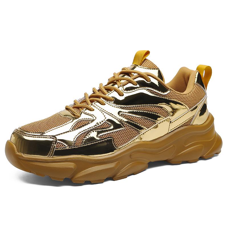 Fashion Spring Gold Sports Shoes Breathable Casual Sneakers Men Comfort Platform Men's Sneakers Large Size 46 Chaussure Hommes