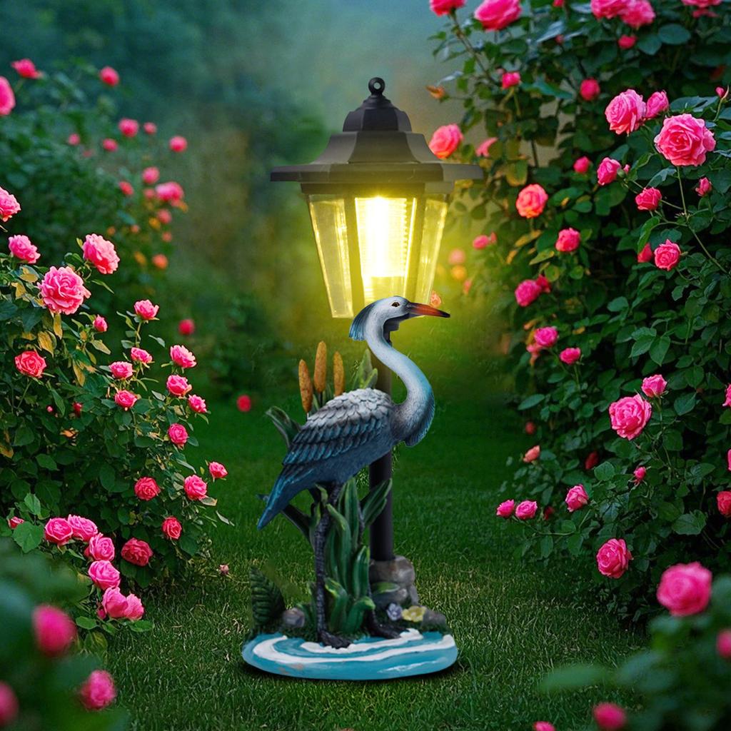 JYL TS/118,Flamingo Crane Resin Solar Outdoor Light for Home Garden Path Corridor Sculpture Lamp