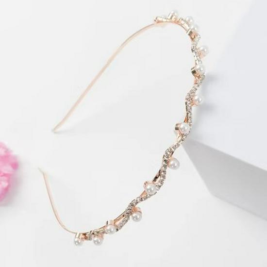 

Французская ретро жемчужная стразовая волнистая повязка на голову для мытья волос и укладки