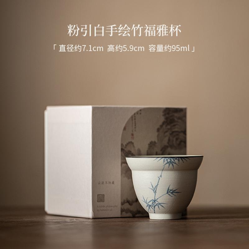 

95 мл расписанная вручную бамбуковая чашка для чая, розовая, нарисованная белая чашка из тыквы, маленькая одинарная чашка Master Cup, керамическая кружка для чая, чашка для медитации, чайная утварь Kungfu