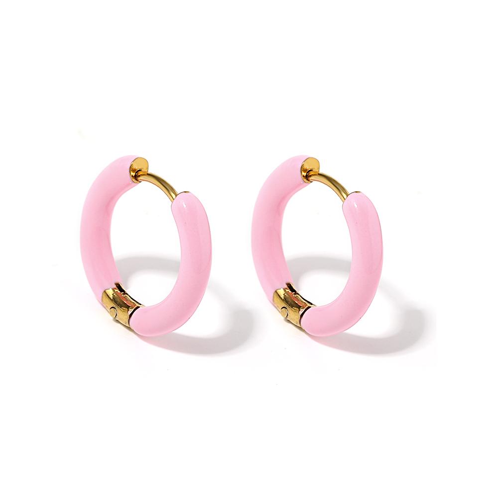 Bunte Neon-Emaille Huggie Creolen Ohrringe Edelstahl Schmuck für Frauen Dopamin Kleiner Ohr-Cuff Piercing Auffälliger Schmuck
