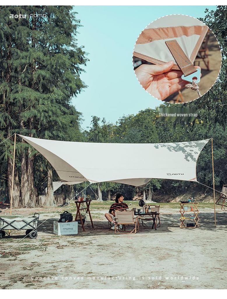 Portable 5.2m Outdoor Butterfly Canopy: Waterproof Oxford Cloth Gazebo and Sun Shade Tent for Camping.