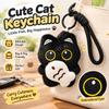 Black Cat with Fish Plush Keychain, Lanyard Style, 1 Piece