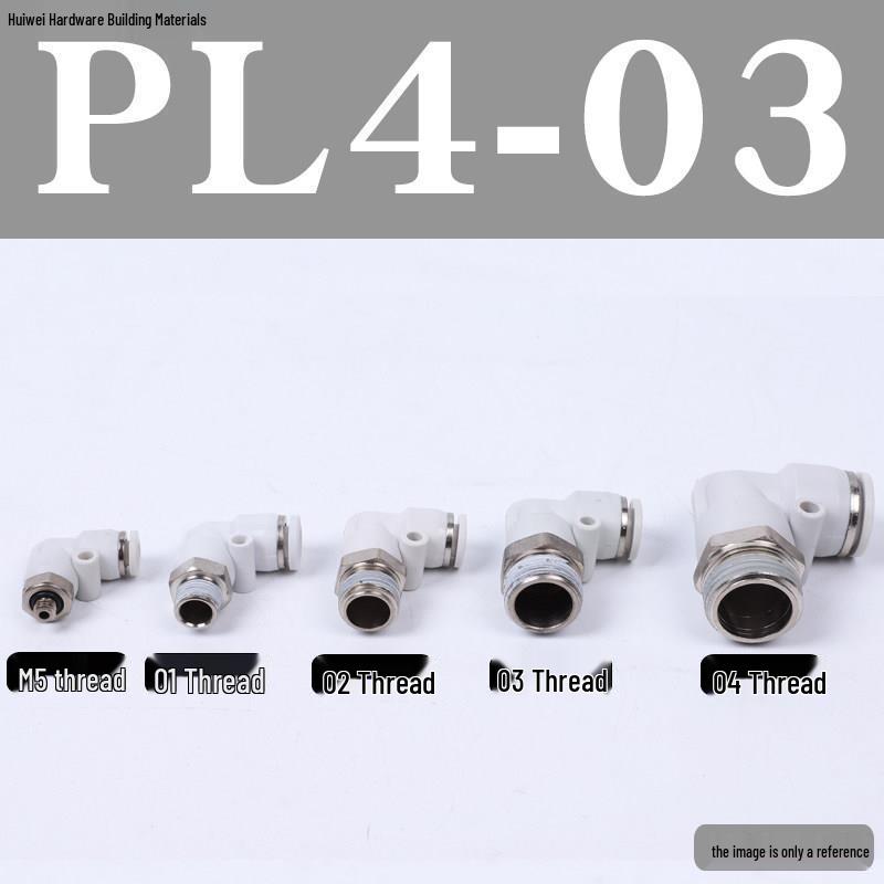 Pneumatic Tube Quick Connector: PL8-02, 4-M5, 6-01, 10-03, 12-04 Threaded Elbow