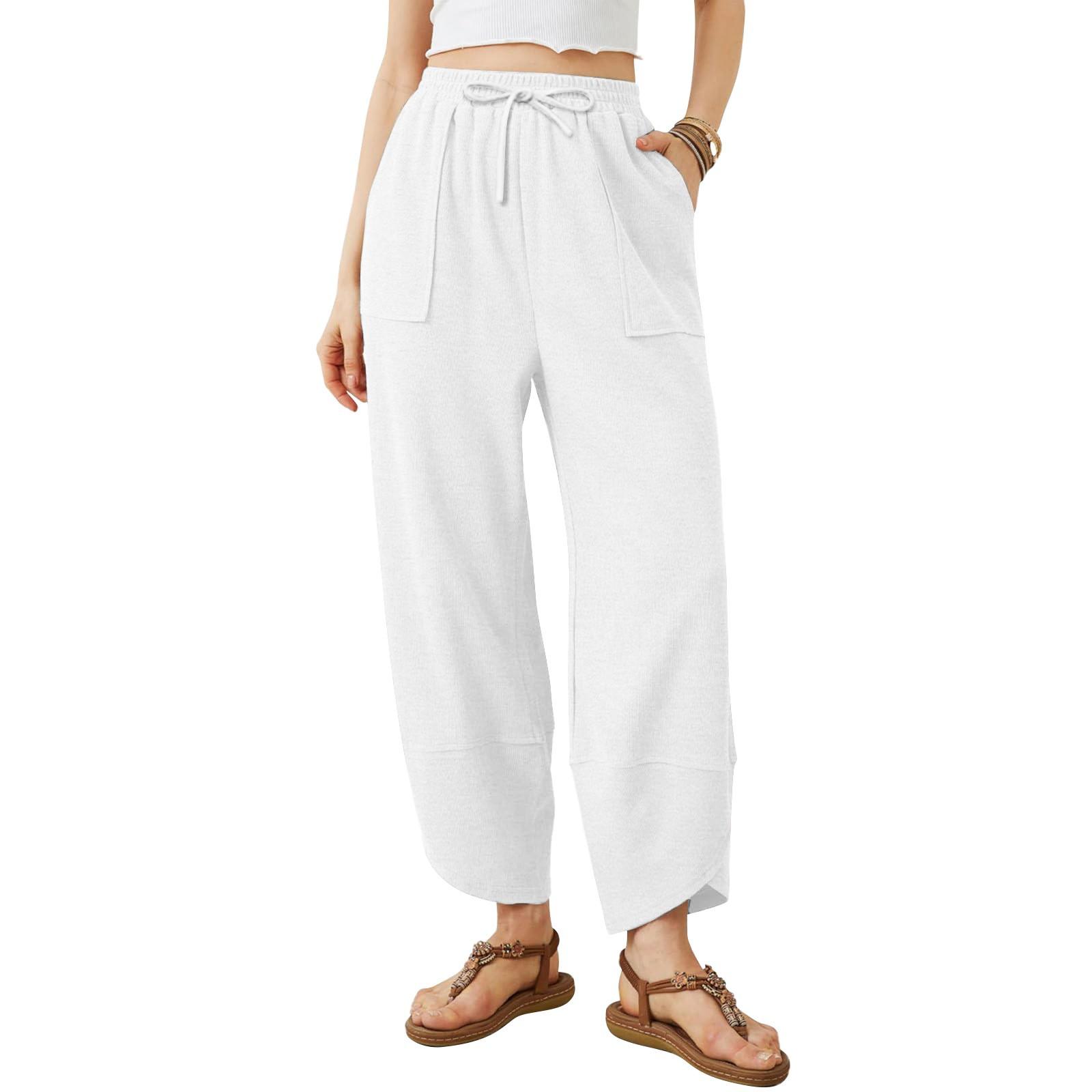 

Women s Straight Pants Fashion Casual Pants Nine Point Harlan Pants S білий