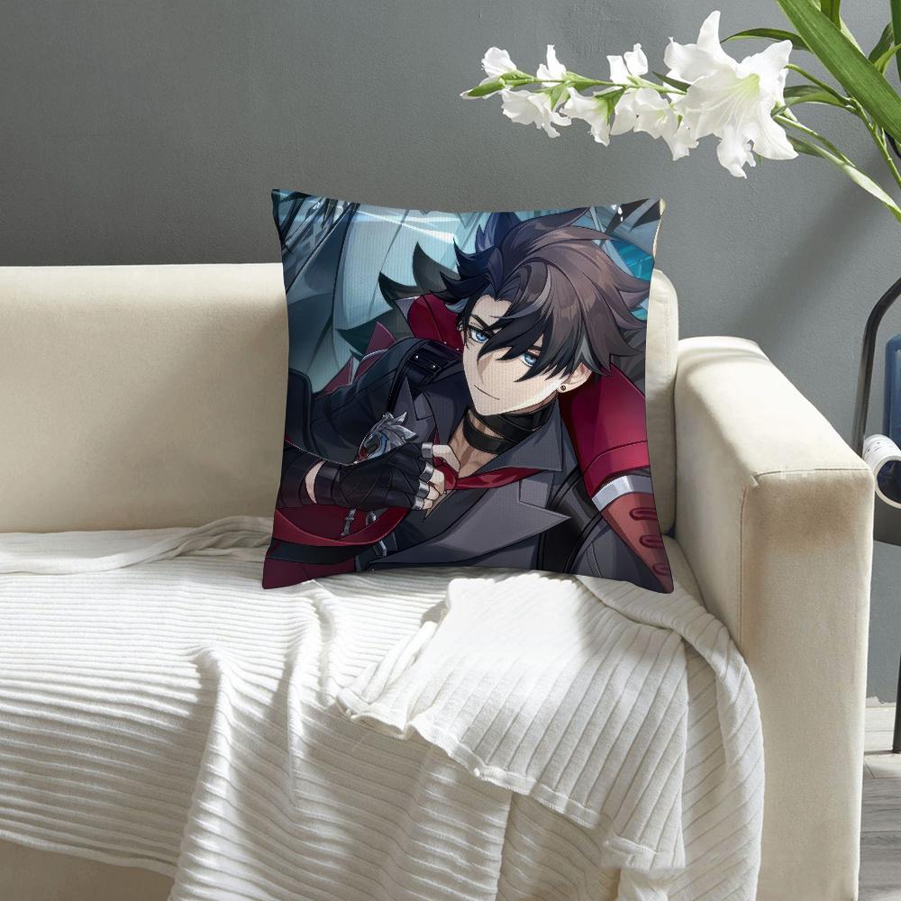 Genshin Impact Wriothesley Pillow Case Sofa Decorative Home Double-Sided Print Plush Square Throw Pillow Covers Cushion Decor