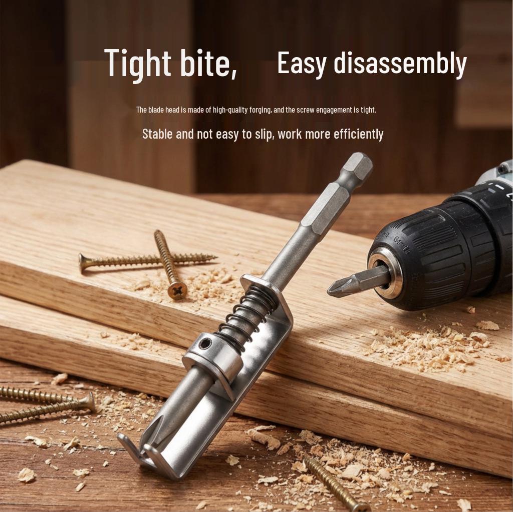 2-Piece Anti-Drop Spring-Loaded Screw Fixing Drill Bit Tool