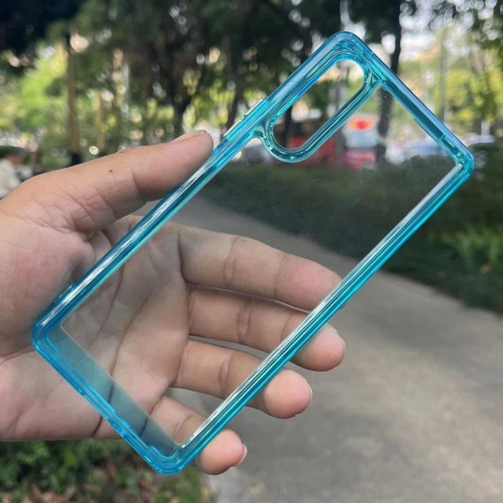 Candy Color Frame Minimalist Acrylic Phone Case Shockproof Transparent TPU Protective Cover For Sony Xperia 10 1 VII VI 5 V