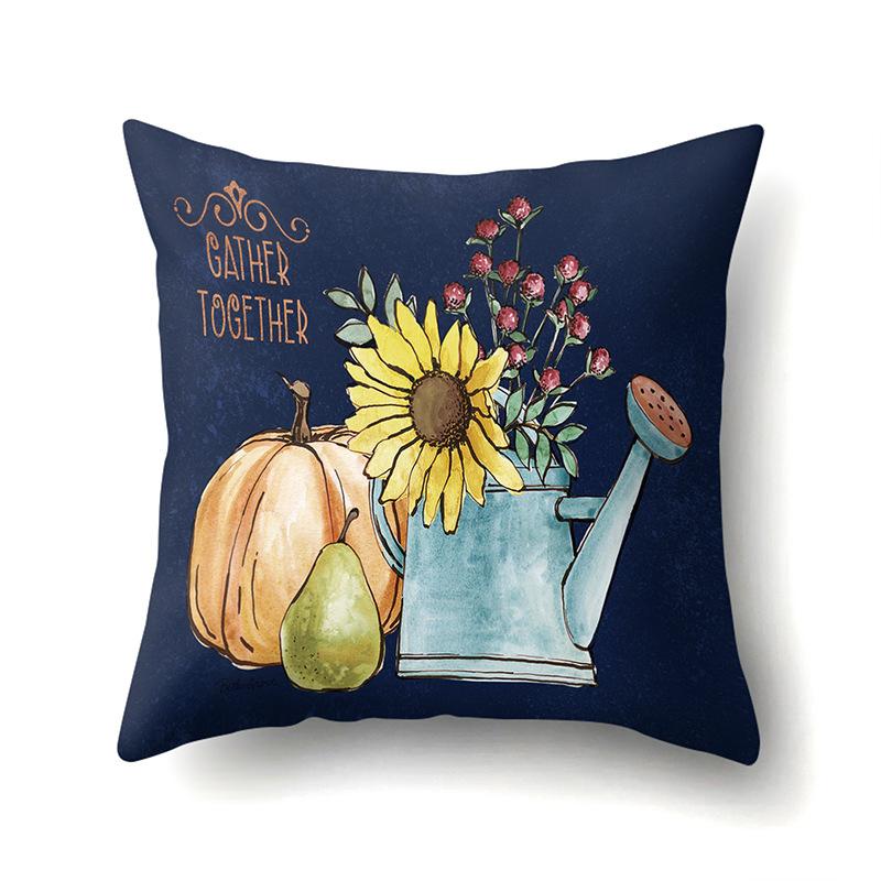 Thanksgiving Pillowcase Blessing Maple Leaf Pumpkin Sofa Cushion Cover Office Home Living Room Pillowcase
