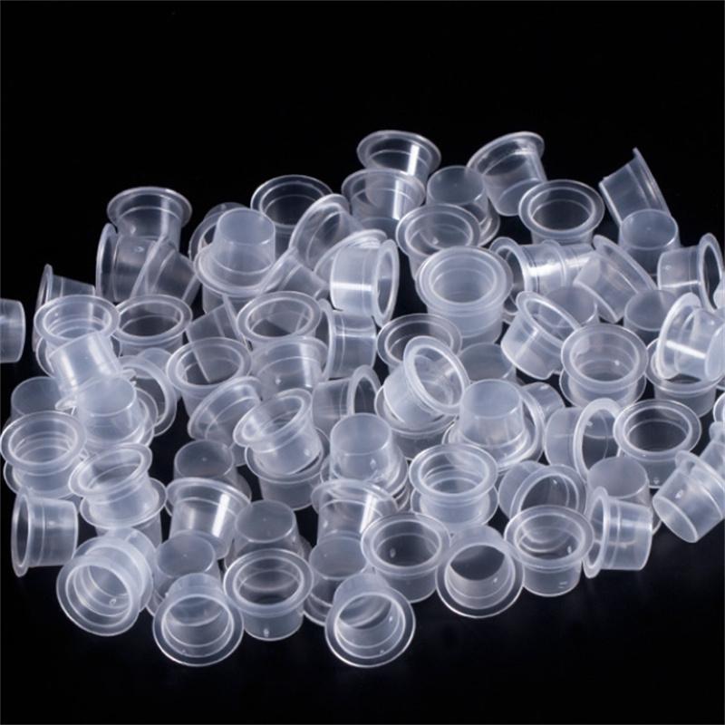 100pc S/M/L Plastic Disposable Microblading Tattoo Ink Cups Permanent Makeup Pigment Clear Holder Container Cap Tattoo Accessory