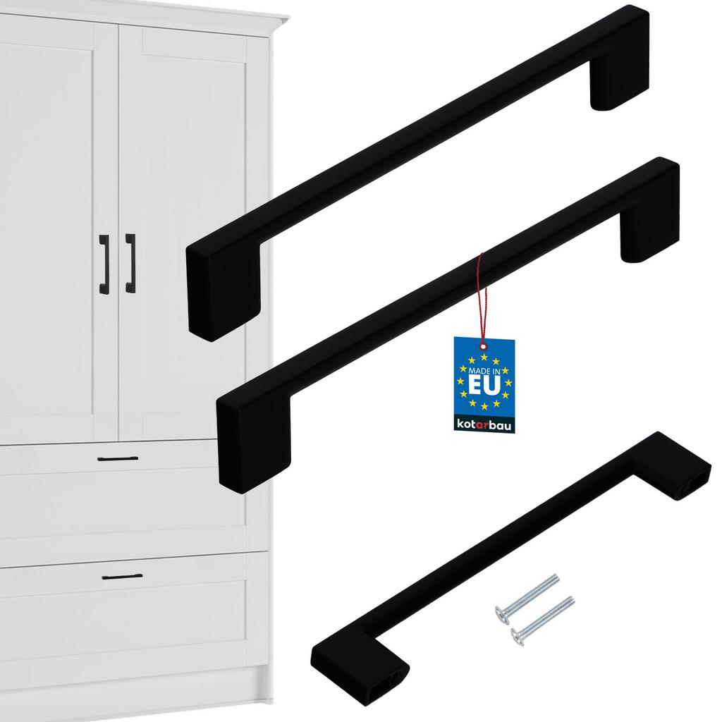 KOTARBAU® Kitchen Furniture Handle Classic Modern Oblong Long Matte Black 190 MM Spacing 160 MM Set of 2