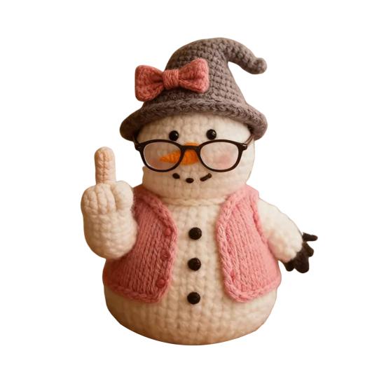 1/2/4Pcs Christmas Crocheted Santa Claus Ornament Handmade Knitted Yarn Middle Finger Santa Doll Xmas Holiday Party Decoration