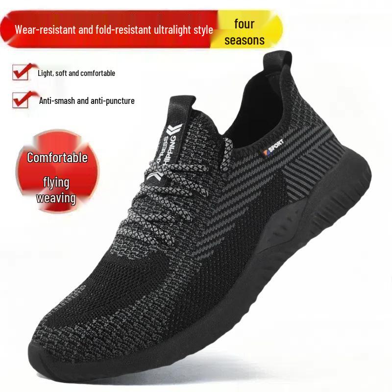 Pantofi de lucru respirabili cu bombeu de oțel pentru bărbați - Anti-zdrobire, Anti-perforare, Ușori, Talpă moale, Rezistenți la uzură pentru șantiere de construcții