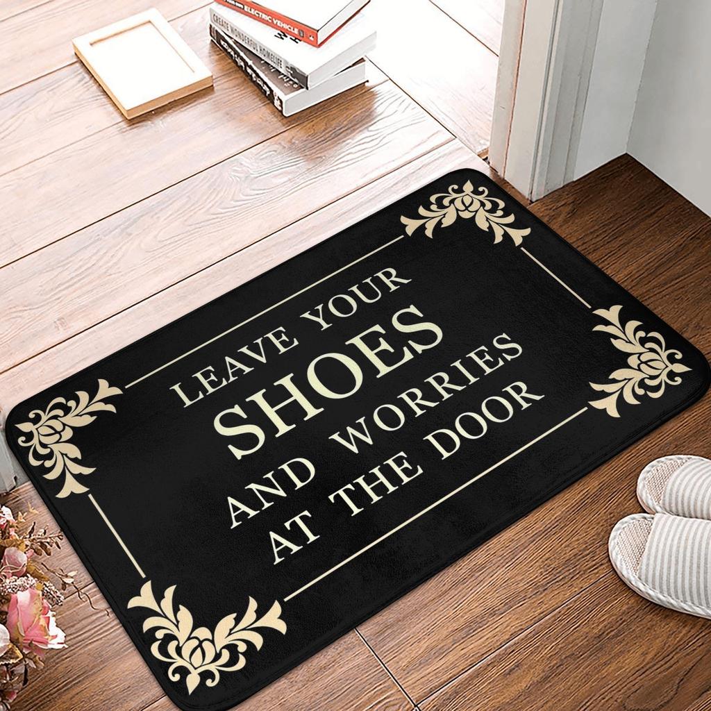 Floral And Letter Graphic Front Door Mat Anti-Slip Indoor Absorbent  Doormat Living Room  Entrance Rug Carpet