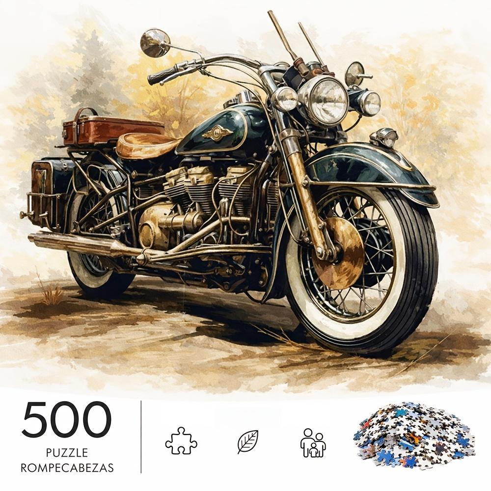 500pcs/Puzzle Game for Endurance And Logic Training - Exquisite Puzzle - (Retro Motorcycle Stopped in The Countryside) Suitable for Living Room Decora