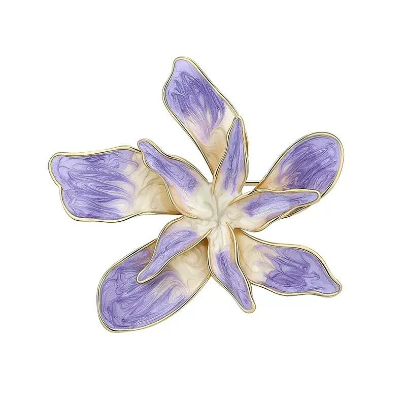 Enamel Bauhinia Flower Brooch, High-end Women's Design Sense, Niche Brooch, Luxurious and Elegant Brooch