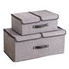 Cotton Fabric Foldable Storage Box Large Double Lid With Cover Organizer Underwear Miscellaneous Items Bedroom Arrangement Case