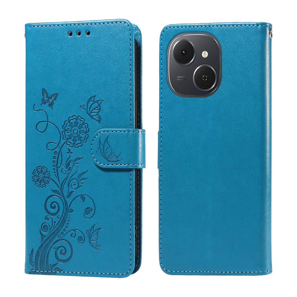 For TECNO Spark 40C Leather Case Butterfly Floral Imprint Wallet Stand Cover