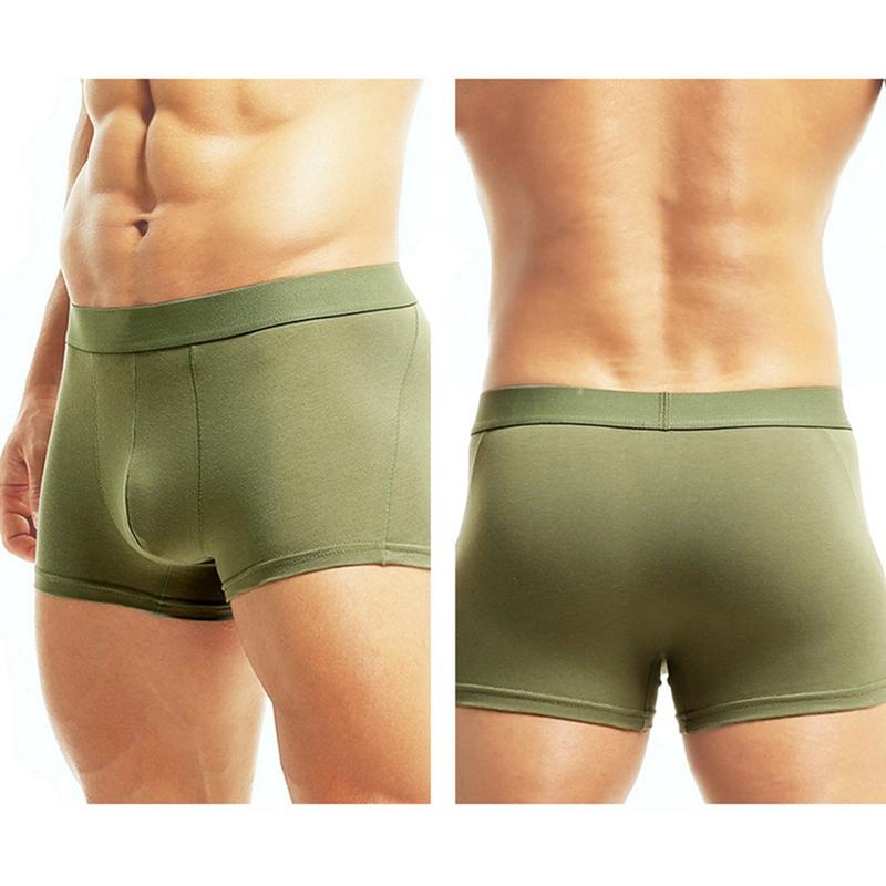 Men's Large Size Boxer Solid Color Mid-Rise Cotton Anti-Abrasion Boxer High Stretch Panties