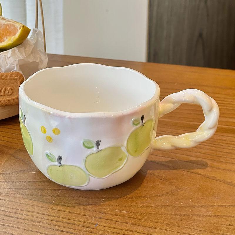 

Керамическая чашка для завтрака Apple, большая кружка, кофейная чашка, привлекательный внешний вид, праздничный подарок, чашка для воды для женщин 500ML