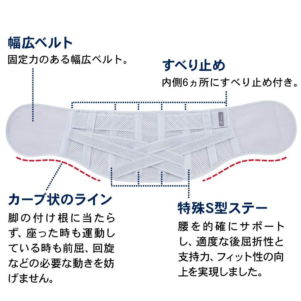 Alphax Waist Support Belt Corset, Made in Japan, Doctor's Corset, Premium Specification, Sizes M-L