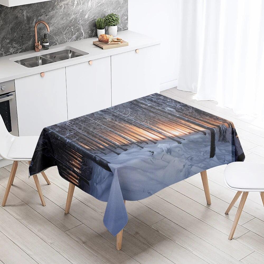 Nature Scenery Tablecloth Beach  Printed  Party Restaurant Table Decoration Stain Resistant & Waterproof