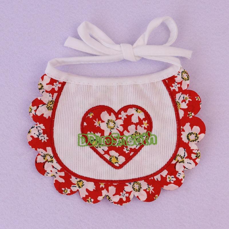Cute Dog Bib and Baby Bib with Floral Pattern and Fringed Edges. Pet Accessory for Cats - A Bib with A Removable Pocket.