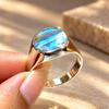 Round Abalone Shell Signet Ring, 925 Sterling Silver, Iridescent Boho Gemstone Jewelry