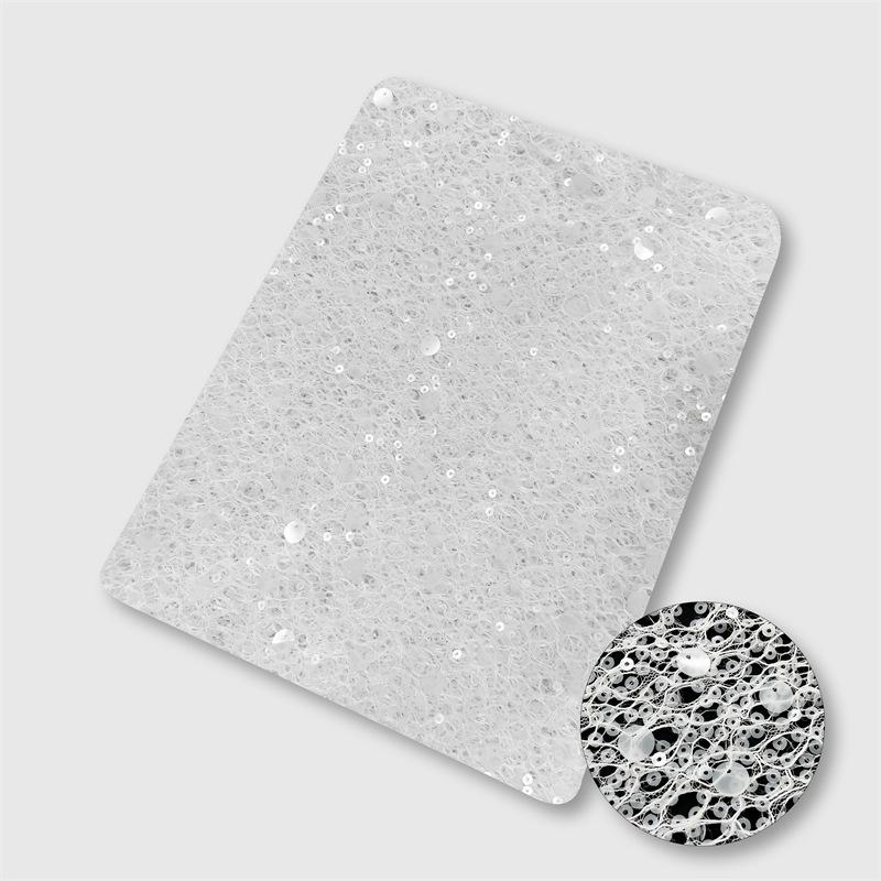 Spring Summer Polyester Lace Fishing Net Children's Dress Fabric Wedding Evening Dress Stage Dress Sequin Embroidery Fabric