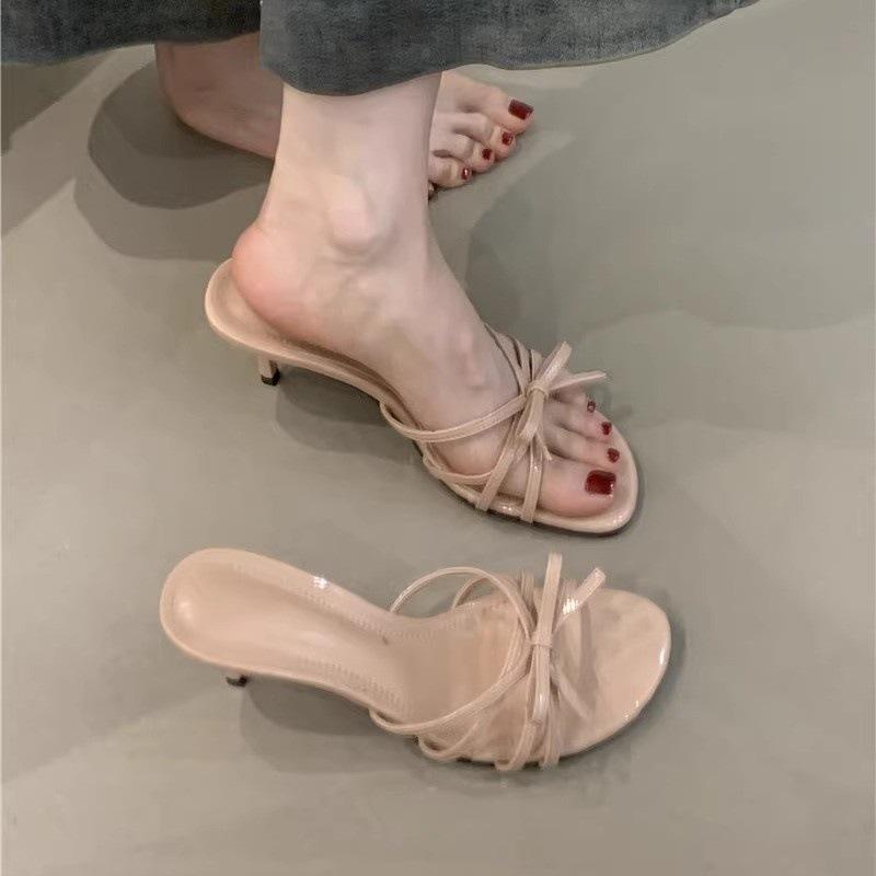 Gentle fairy high heels temperament socialite bow open-toed stiletto with sandals