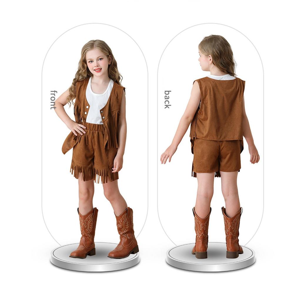 Children's Ethnic Hippie Suede Tassel Vest Set