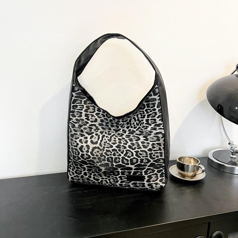 Retro Fashion Leopard Print Lazy Wind Summer New Large-capacity Casual Tote Bag Single Shoulder Underarm Handbag