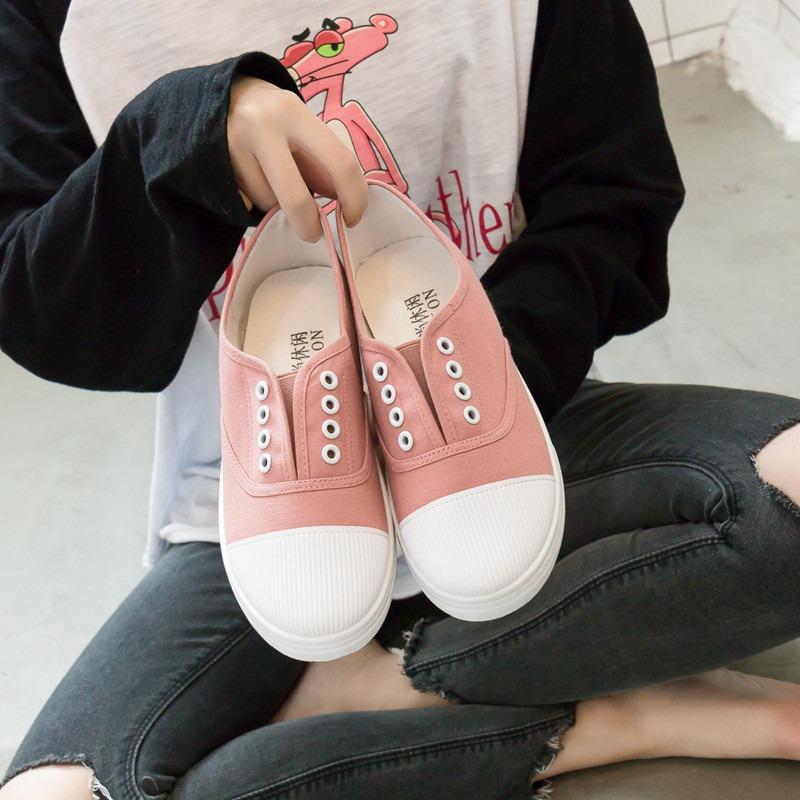 New low-top canvas shoes, student flat-bottomed casual women's shoes, one-pedal lazy shoes, little white shoes
